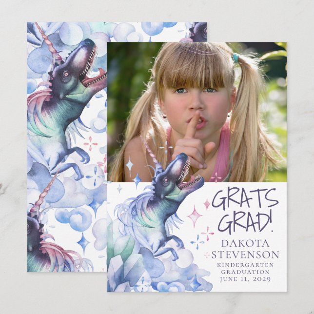 Dinocorn Crystal | Novelty Magic Photo Graduation Announcement (Front/Back)