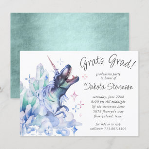 Dinocorn Crystal Unicorn Dinosaur Grad Party Invitation