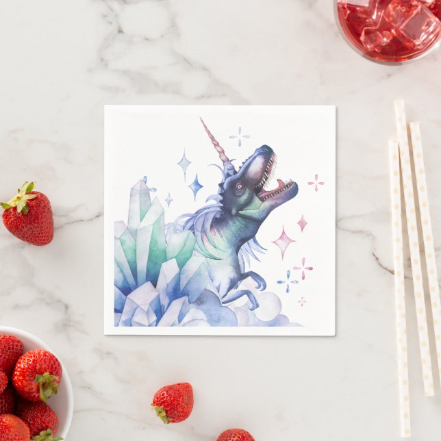 Dinocorn Crystal | Unicorn Dinosaur Mystical Party Napkin (Insitu)