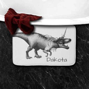 Dinocorn Silver Fantasy Unicorn Horned Dinosaur Bath Mat