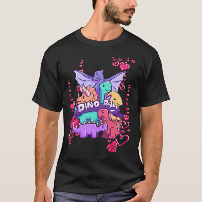 Dinoday Trex Brachio Diplo heart love T-Shirt (Front)