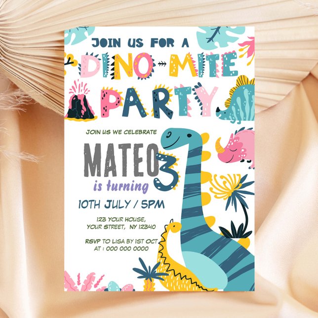 Dinomite 3rd Birthday Party Invitation (Creator Uploaded)