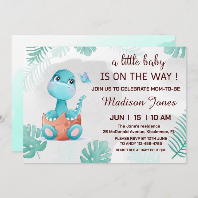 Dinomite cute Dinosaur Baby shower Invitation (Front/Back)