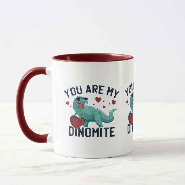Dinomite Valentine Humour T-Rex Mug (Left)