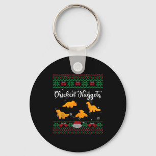 Dinos Chicken Nuggets Ugly Christmas Sweater Funny Keychain