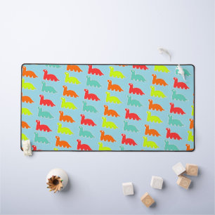 Dinos colorés sur bleu