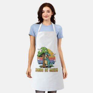Dinos Go Green – Retro Eco Dinosaur Design Apron