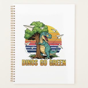 Dinos Go Green – Retro Eco Dinosaur Design Planner