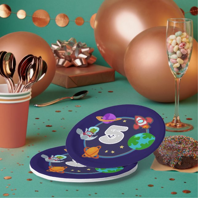 Dinos in Space Paper Plate (Multi)