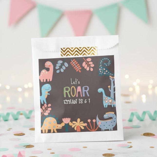 Dinos let's roar kids birthday favour bag (Creator Uploaded)