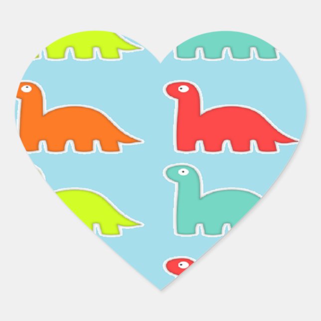 Dinos on blue heart sticker (Front)