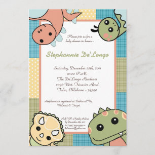 Dinos Play Dinosaurs T Rex Baby Shower Invitation