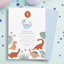 Dinosaur 1er Anniversaire Fête Invitation
