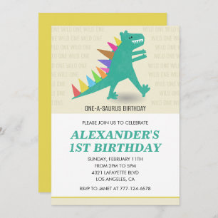 Dinosaur 1er anniversaire invitation Rainbow t rex
