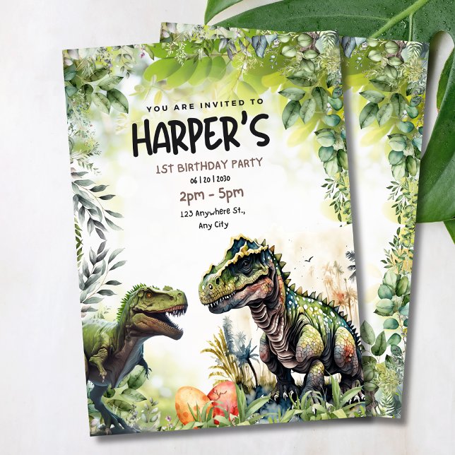 Dinosaur 1er invitation anniversaire, Dinosaure sa (Créateur téléchargé)