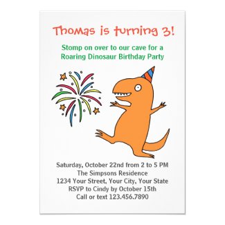 Dinosaur 1st 2nd 3rd Boy Birthday Party Invitation