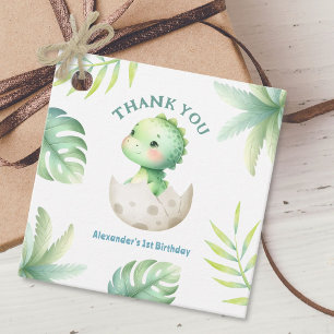 Dinosaur 1st Birthday Boy Cute Dino Favour Tags