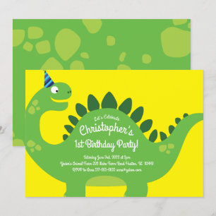 Dinosaur 1st Birthday Cute Invitations