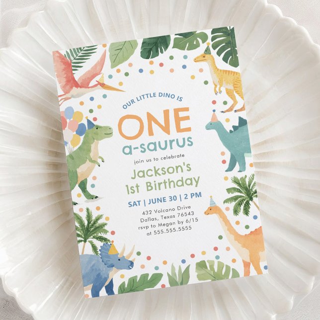 Dinosaur 1st Birthday Invitation (Creator Uploaded)