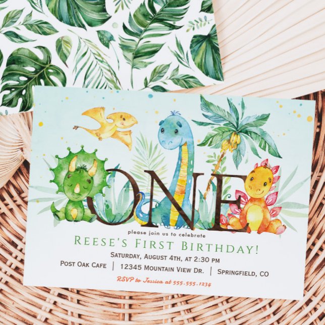 Dinosaur 1st Birthday Invitation (Creator Uploaded)