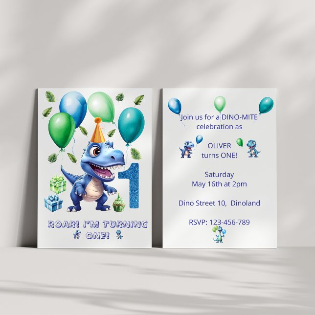 Dinosaur 1st Birthday Invitation Boy-Personalized (Creator Uploaded)