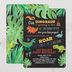 Dinosaur 1st Birthday Invitations Roar Dino Party