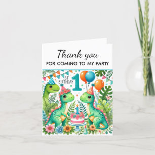 Dinosaur 1st Birthday Party Boy Dino Cute Thank You Card