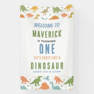 Dinosaur 1st Birthday Party   Cute Prehistoric  Banner