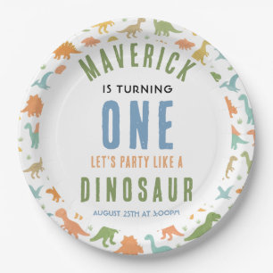 Dinosaur 1st Birthday Party   Cute Prehistoric  Paper Plate