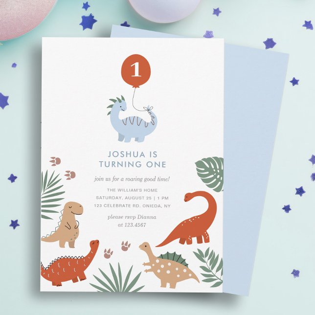 Dinosaur 1st Birthday Party Invitation (Creator Uploaded)