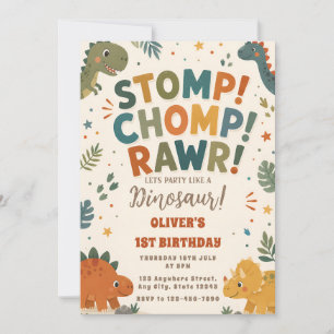 Dinosaur 1st Birthday Party Invite