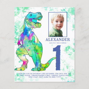 Dinosaur 1st Birthday Party Photo Budget Flyer