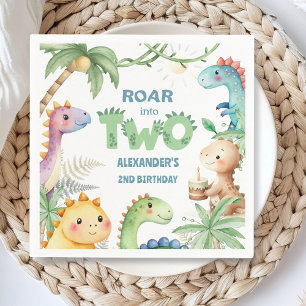 Dinosaur 2nd Birthday Boy Jurassic Dino Paper Napkin