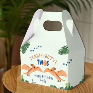 Dinosaur 2nd Birthday Funny Green Pterodactyl  Favor Box