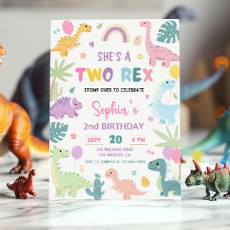 Dinosaur 2nd Birthday Invitation,EDITABLE Two Rex  Invitation