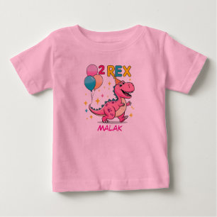 Dinosaur 2nd Birthday Party T-Shirt Cute Dino wi