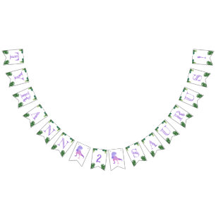 Dinosaur 2nd Birthday Purple Tyrannosaurus Rex Bunting Flags