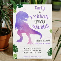 Dinosaur 2nd Birthday Purple Tyrannosaurus Rex