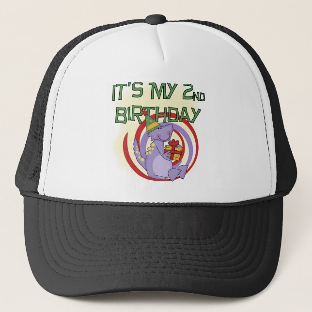 Dinosaur 2nd Birthday Tshirts and Gifts Trucker Hat (Front)