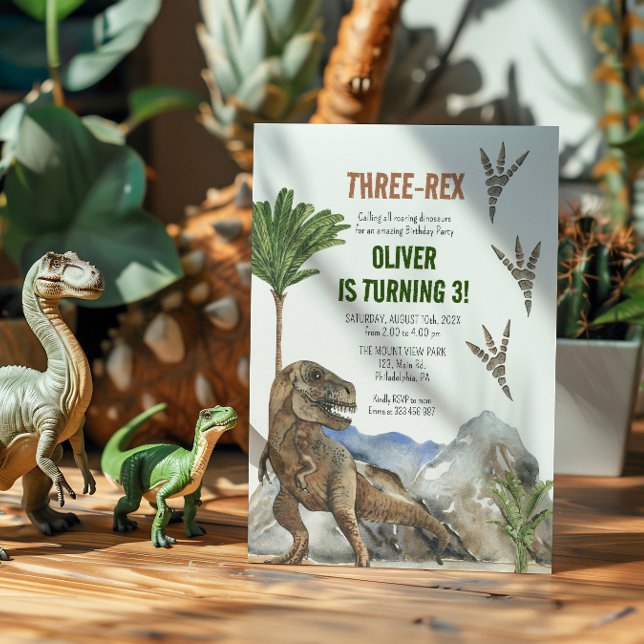 Dinosaur 3e invitation de fête d'anniversaire (Créateur téléchargé)