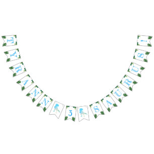 Dinosaur 3rd Birthday Party Blue Tyrannosaurus Rex Bunting Flags