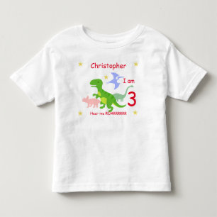Dinosaur 3rd birthday personalized toddler t-shirt