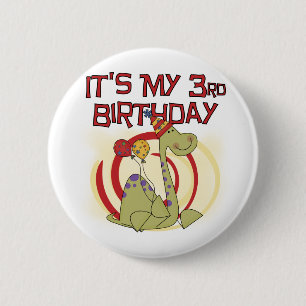 Dinosaur 3rd Birthday Tshirts and Gifts 2 Inch Round Button
