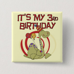 Dinosaur 3rd Birthday Tshirts and Gifts 2 Inch Square Button
