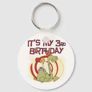 Dinosaur 3rd Birthday Tshirts and Gifts Keychain