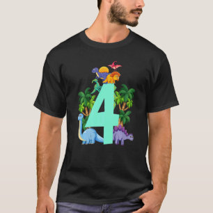Dinosaur 4 Years Old 4th Birthday Party T-Shirt