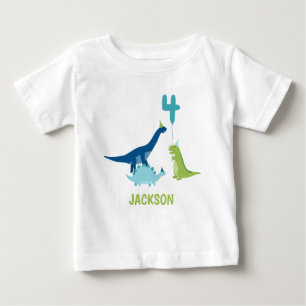 Dinosaur 4th Birthday Party Baby T-Shirt