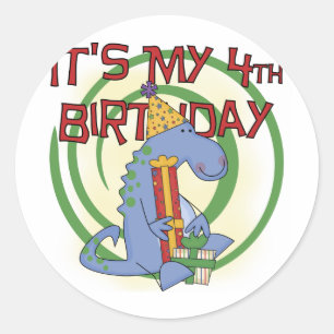 Dinosaur 4th Birthday T-shirts and Gifts Classic Round Sticker