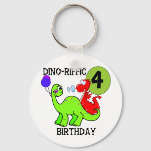 Dinosaur 4th Birthday Tshirts and Gifts Keychain
