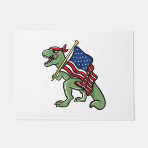 Dinosaur 4th of July American Flag Patriotic   Doormat